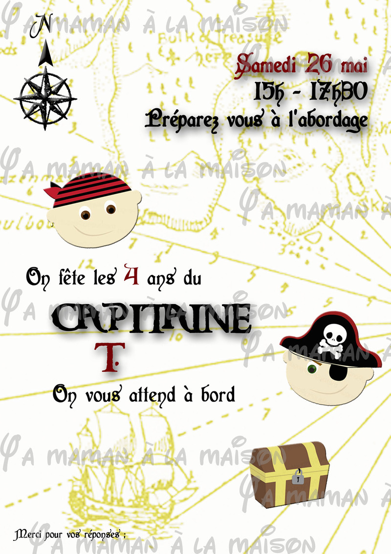 Maman la maison Bricolons ensemble Page 7 invitation pirate